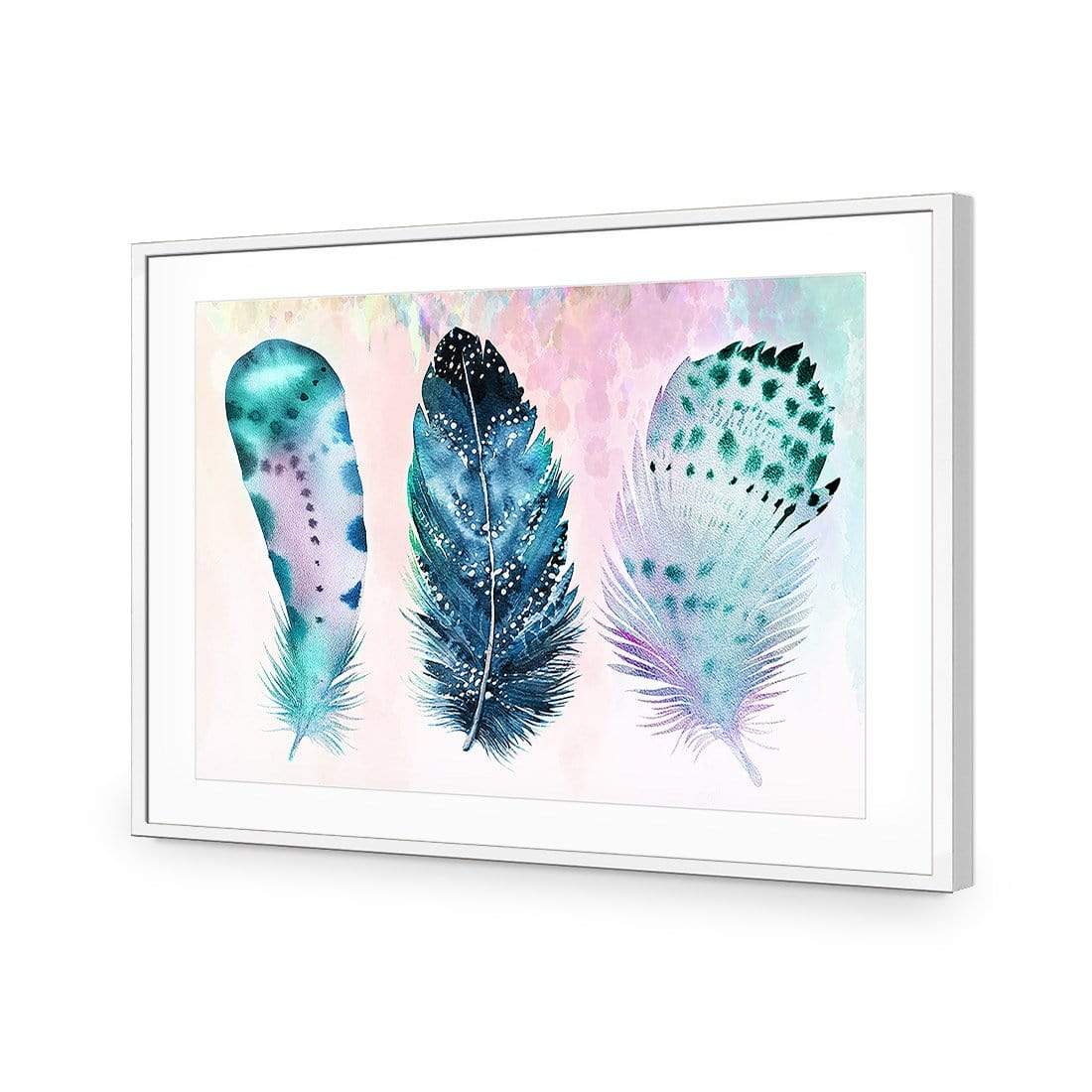 Boho Feathers, Rainbow - wallart-australia - Acrylic Glass With Border