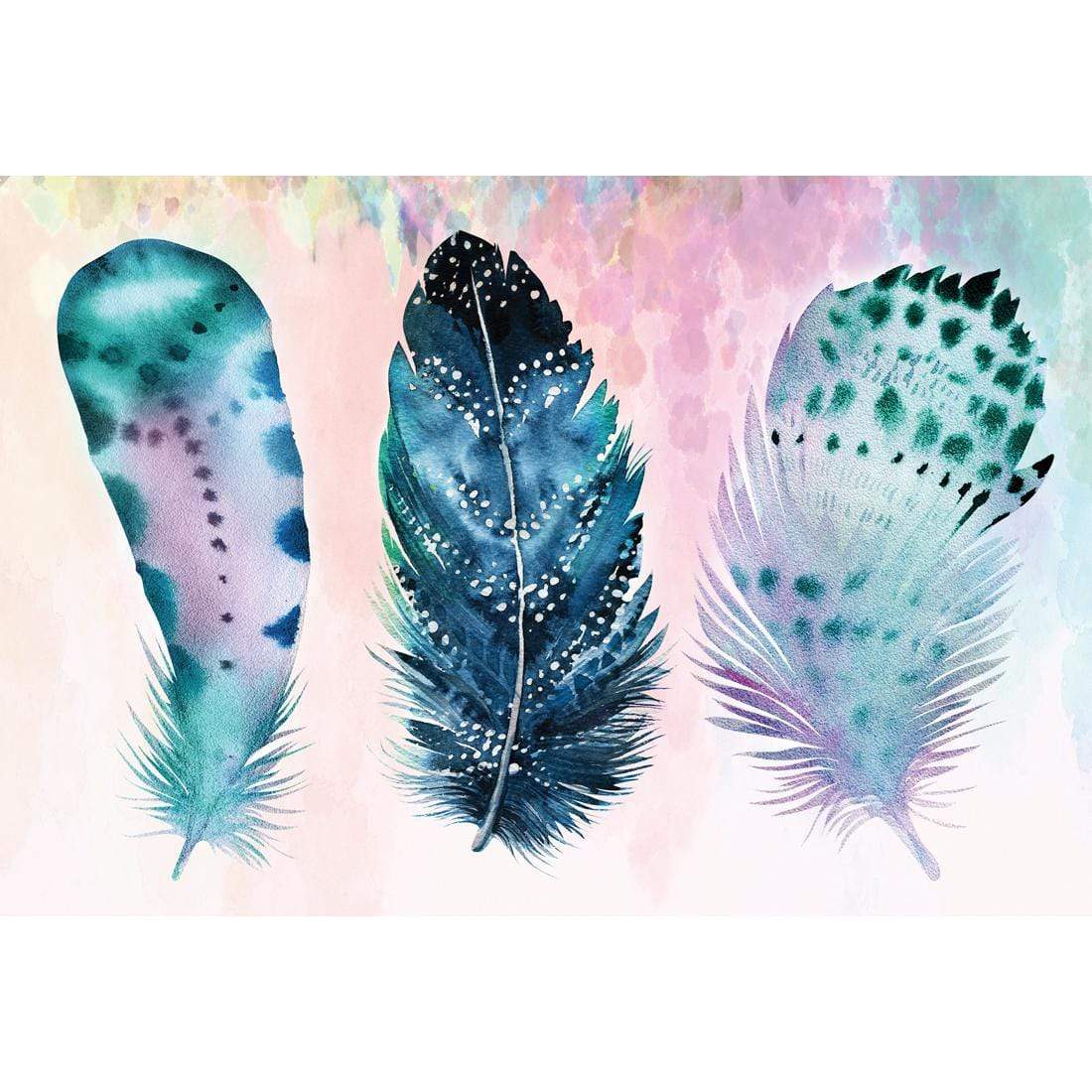 Boho Feathers, Rainbow - wallart-australia - Canvas