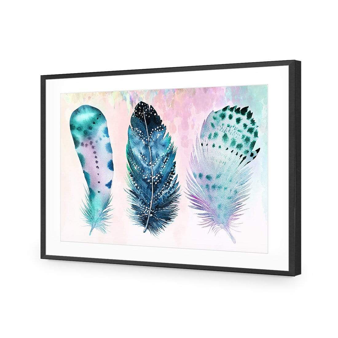 Boho Feathers, Rainbow - wallart-australia - Acrylic Glass With Border