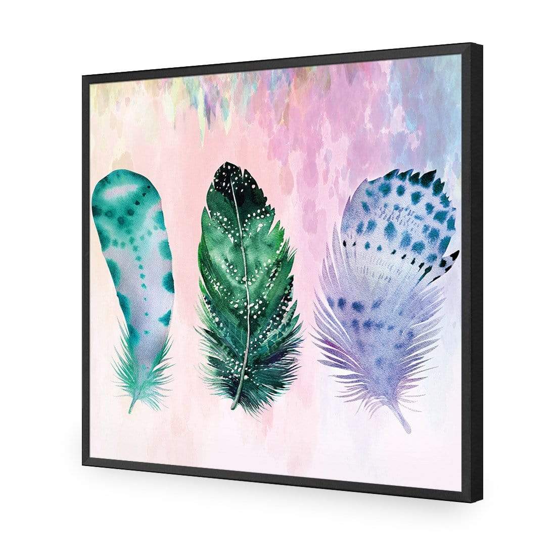 Boho Feathers, Teal (square) - wallart-australia - Acrylic Glass No Border