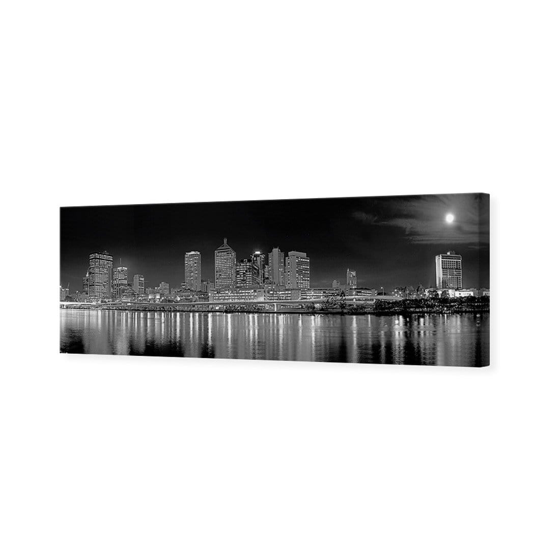Brisbane in Moonlight, Black and White (Long) - wallart-australia - Canvas