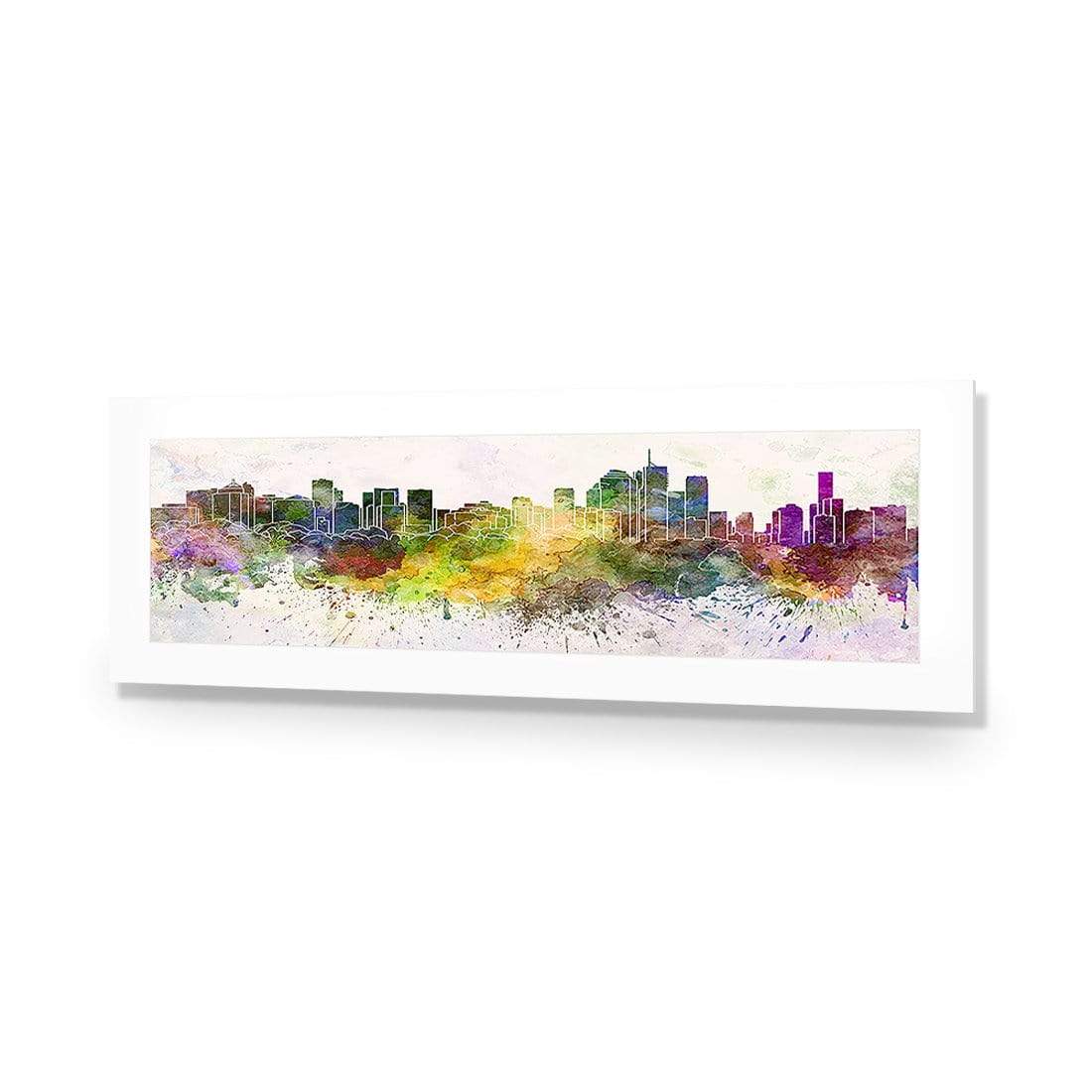 Brisbane Skyline Watercolour (long) - wallart-australia - Acrylic Glass With Border