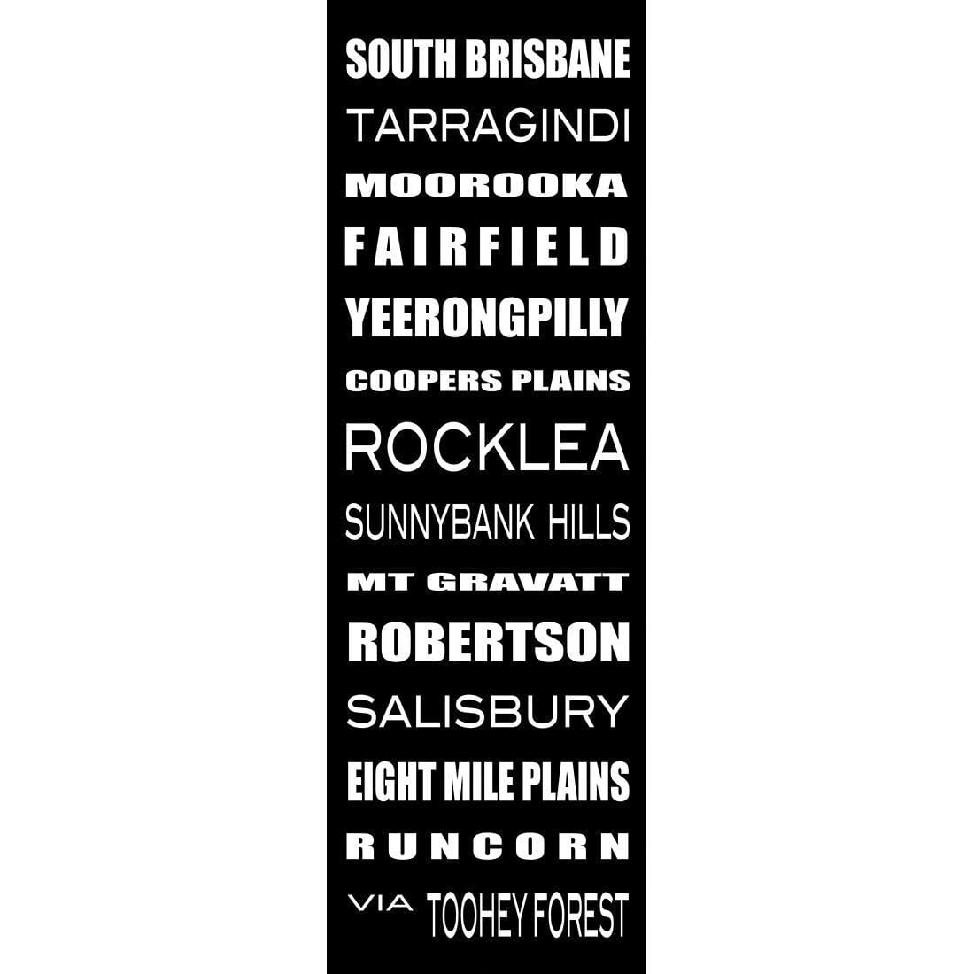 Bus Scroll, Brisbane South, Black and White (Long) - wallart-australia - Canvas