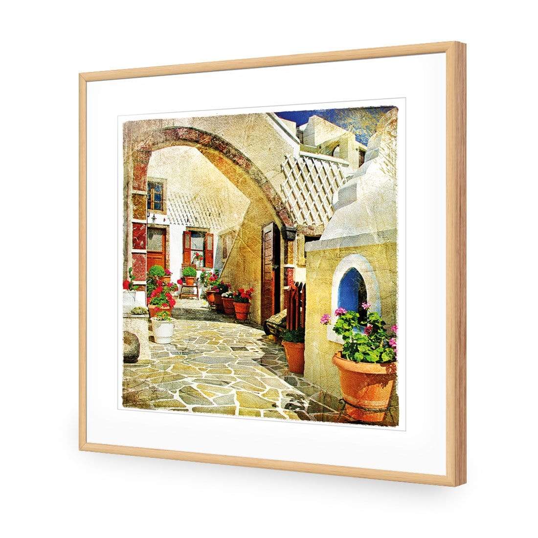 Courtyard of Santorini (square) - wallart-australia - Acrylic Glass With Border