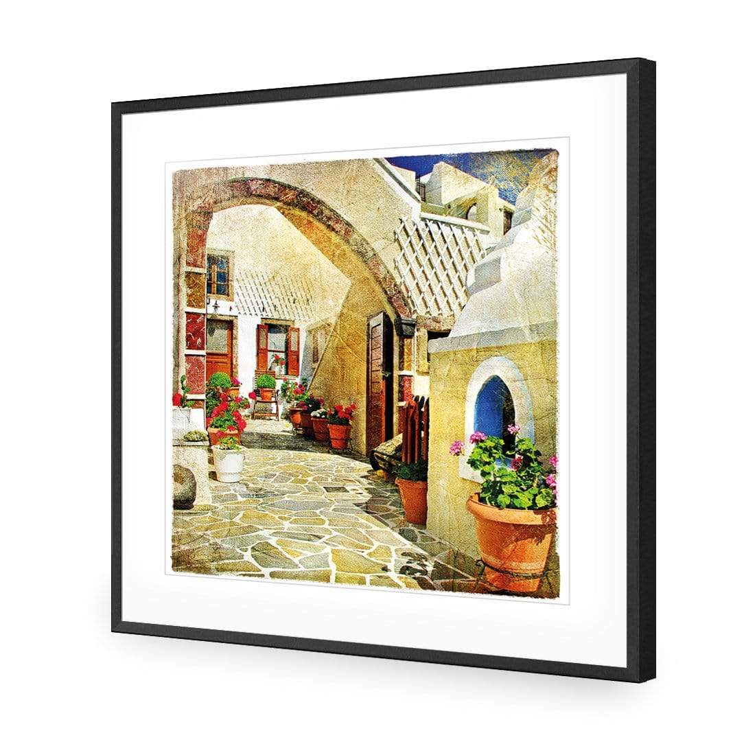 Courtyard of Santorini (square) - wallart-australia - Acrylic Glass With Border