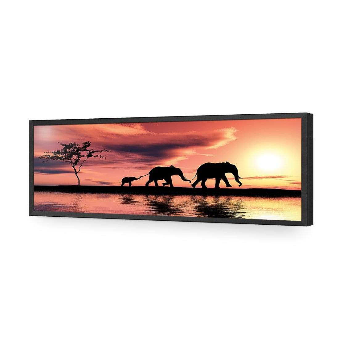Family of Elephants at Sunset - wallart-australia - Acrylic Glass No Border