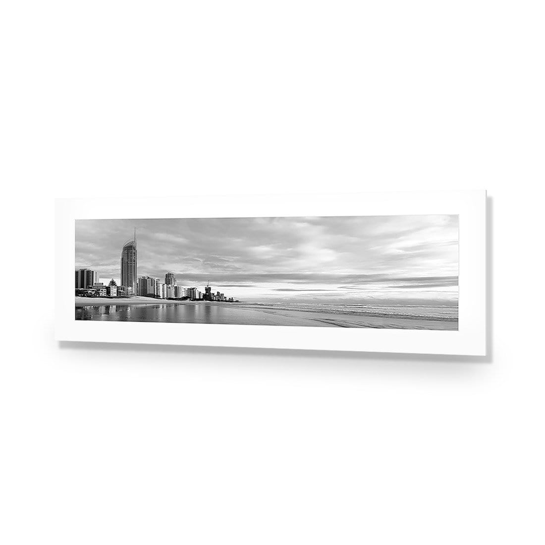 Gold Coast Panoramic, Black and White (long) - wallart-australia - Acrylic Glass With Border