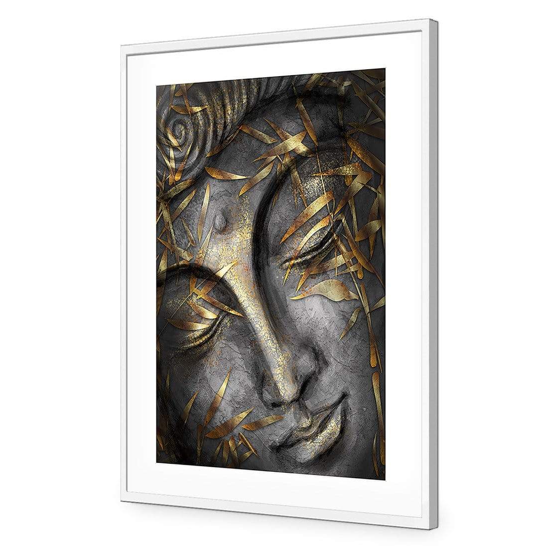 Gold Leafed Buddha 1 - wallart-australia - Acrylic Glass With Border