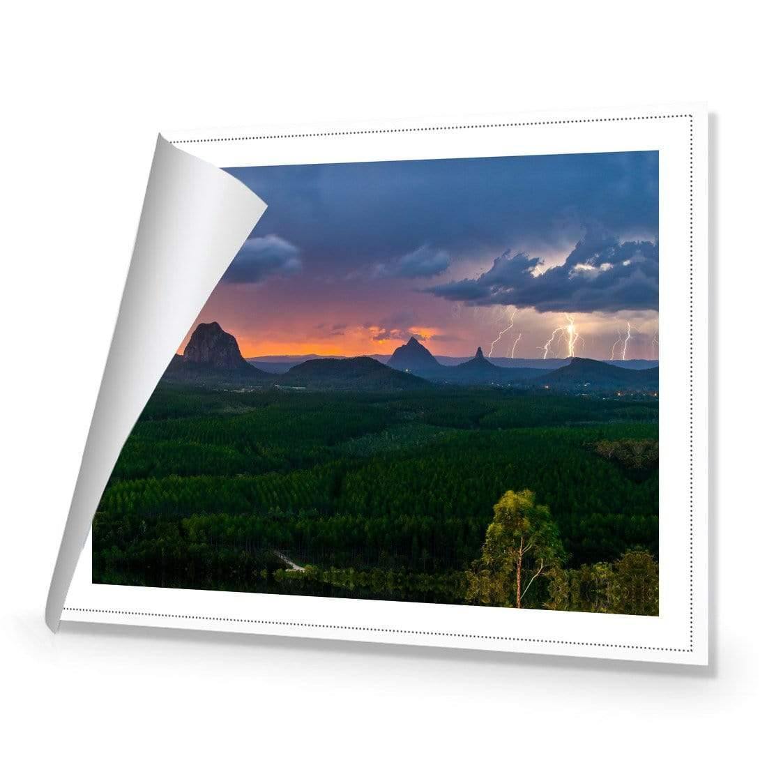Lightning Over Glasshouse Mountains - wallart-australia - Canvas