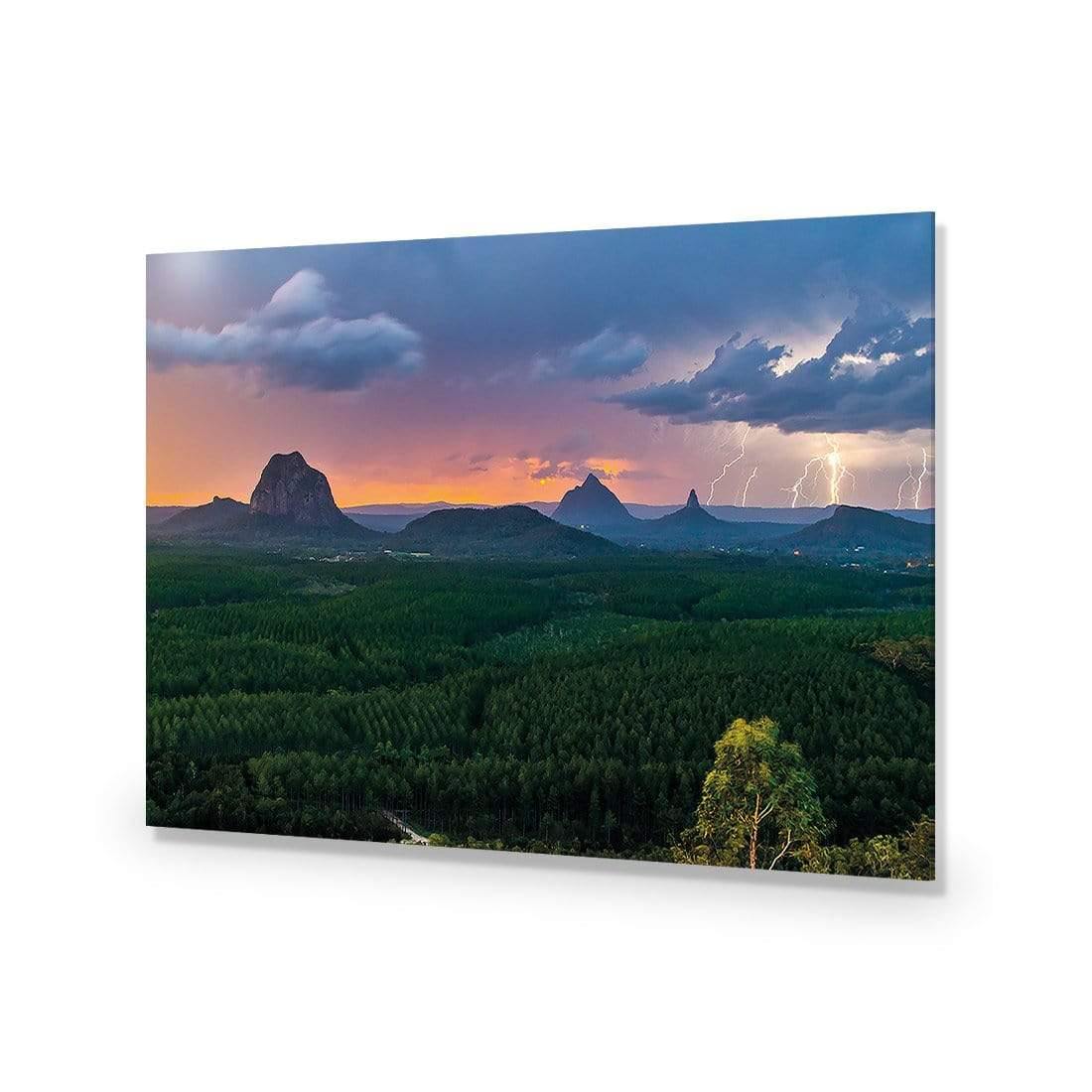 Lightning Over Glasshouse Mountains - wallart-australia - Acrylic Glass No Border