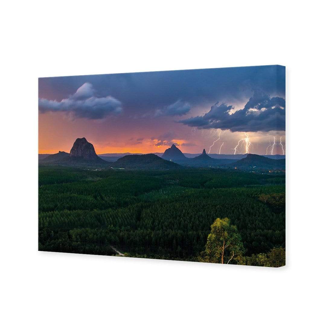 Lightning Over Glasshouse Mountains - wallart-australia - Canvas