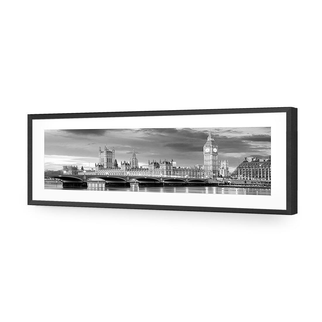 London River Reflections, Black and White (long) - wallart-australia - Acrylic Glass With Border
