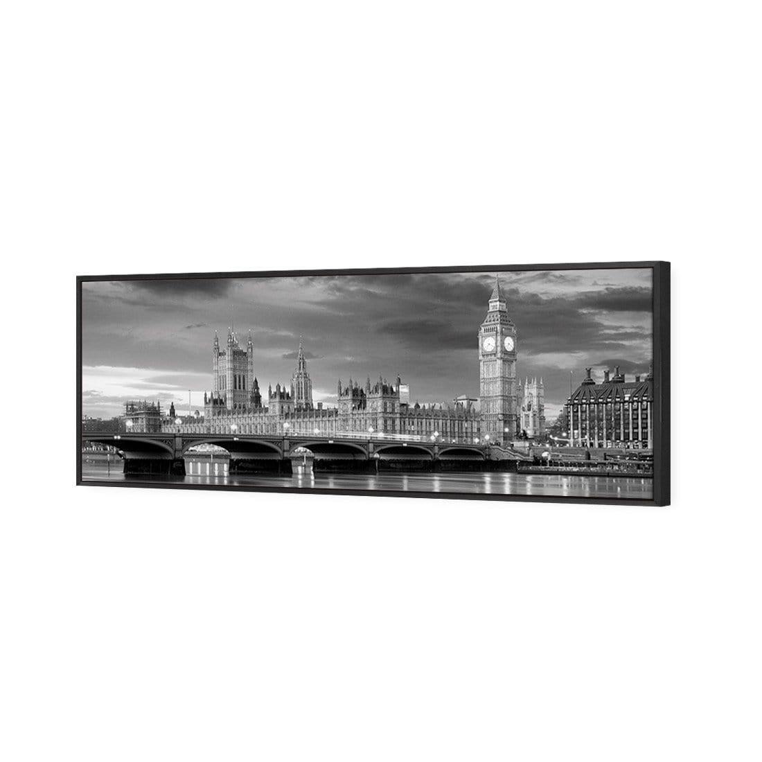 London River Reflections, Black and White (long) - wallart-australia - Canvas