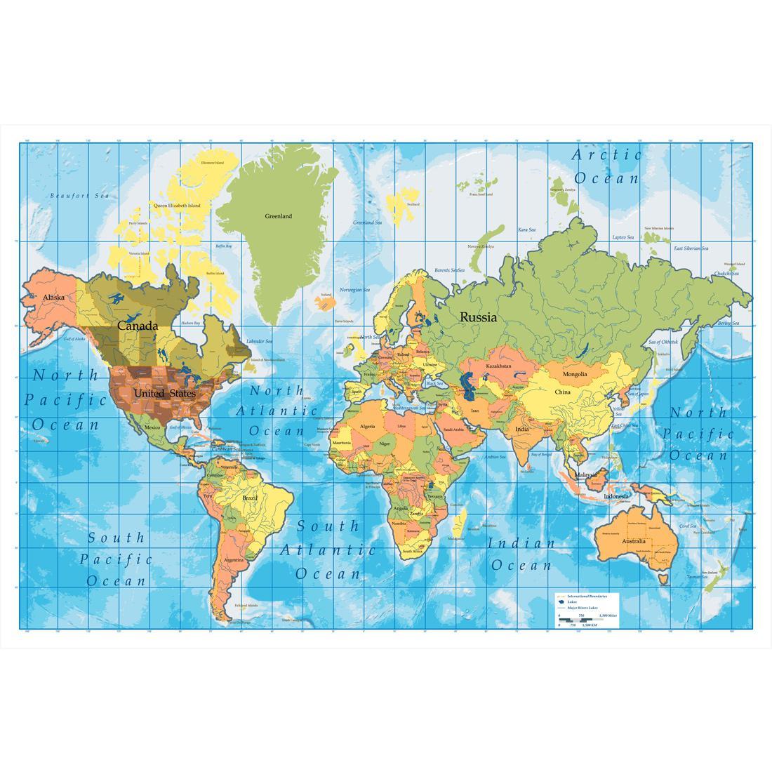 Poster Carte Du Monde Vintage Toile - Foxy Wall Décor - Reproduction Multicolore