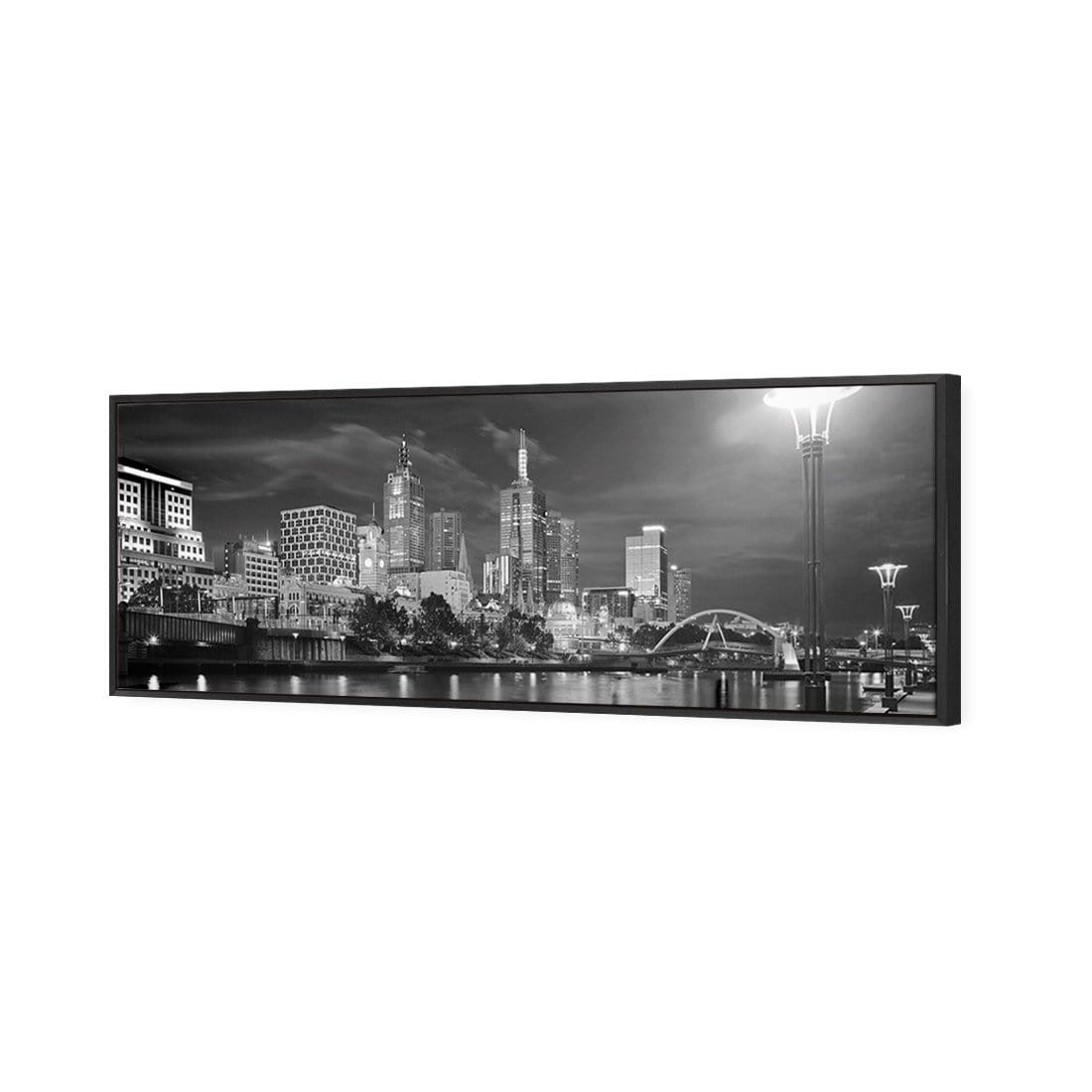 Melbourne Skyline, Black and White (long) - wallart-australia - Canvas