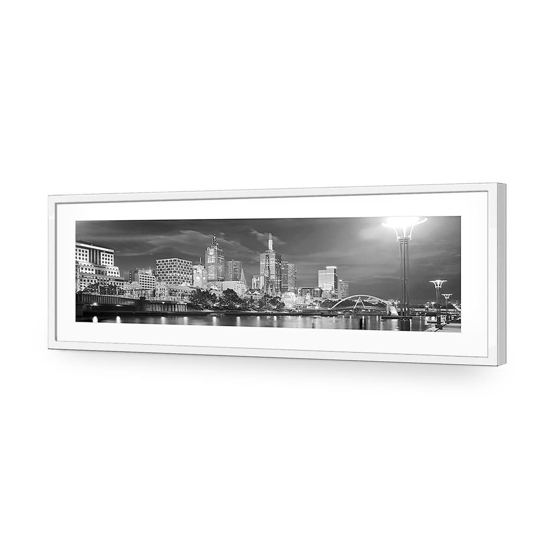 Melbourne Skyline, Black and White (long) - wallart-australia - Acrylic Glass With Border