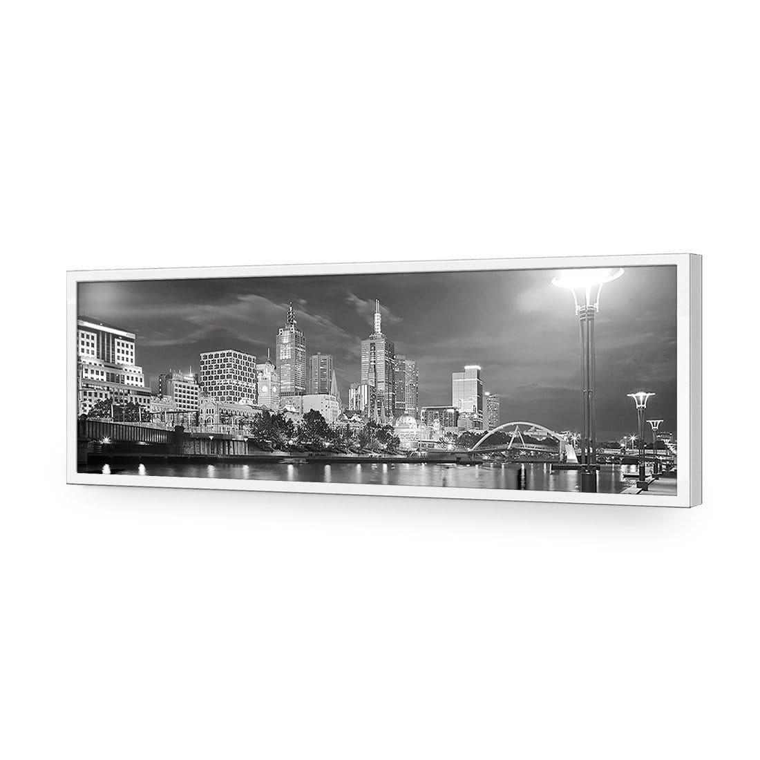 Melbourne Skyline, Black and White (long) - wallart-australia - Acrylic Glass No Border