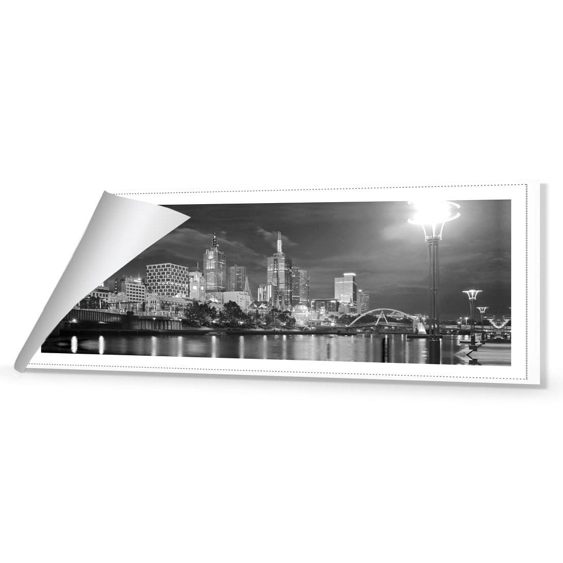 Melbourne Skyline, Black and White (long) - wallart-australia - Canvas