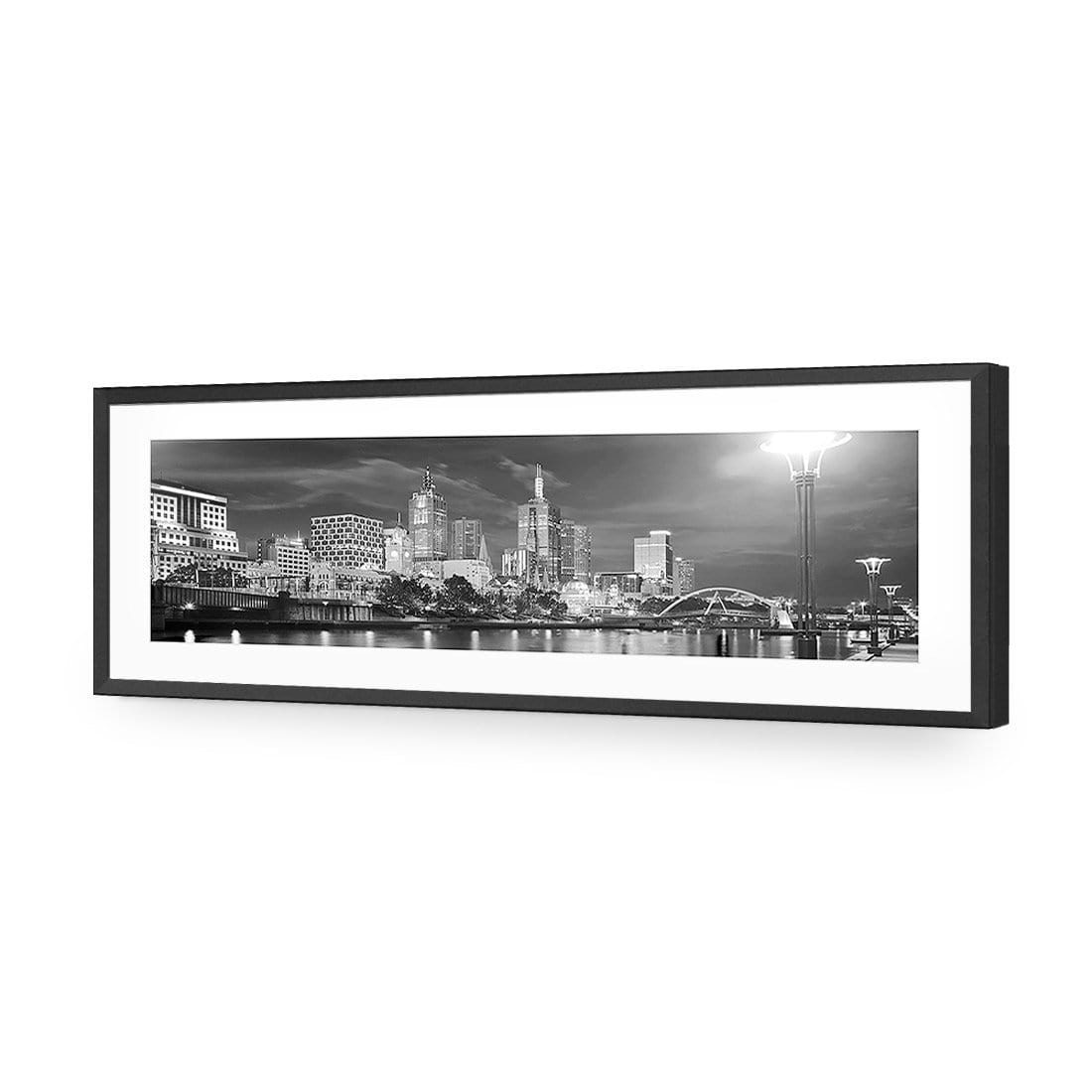 Melbourne Skyline, Black and White (long) - wallart-australia - Acrylic Glass With Border