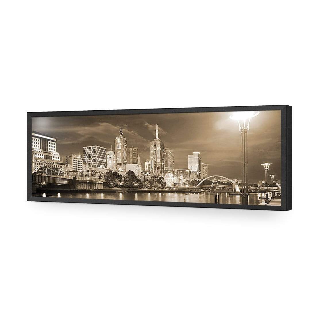 Melbourne Skyline, Sepia (long) - wallart-australia - Acrylic Glass No Border