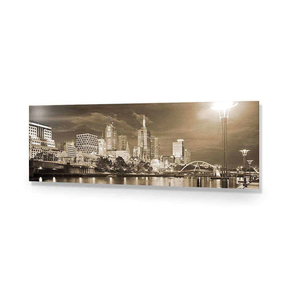 Melbourne Skyline, Sepia (long) - wallart-australia - Acrylic Glass No Border