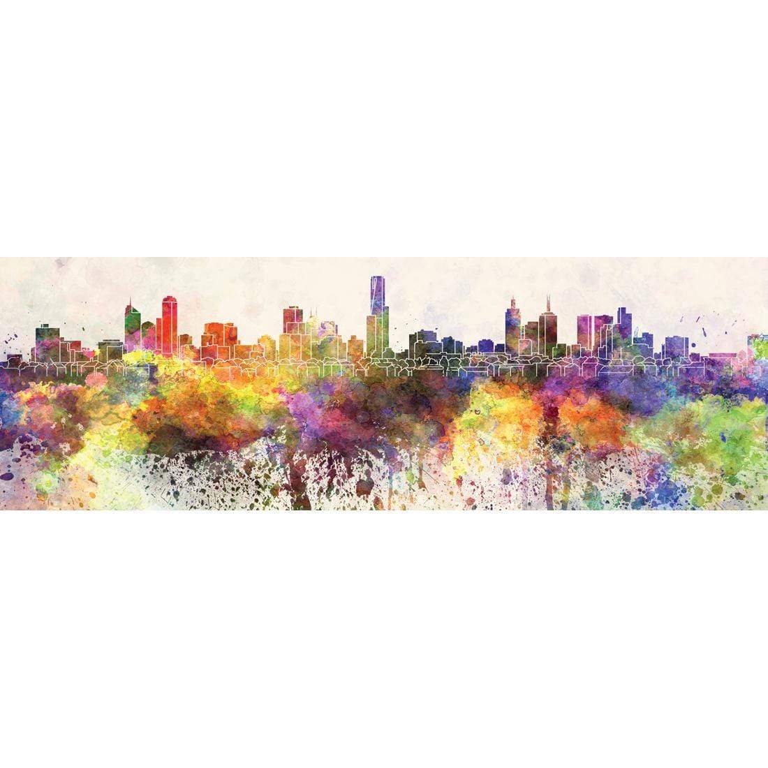 Melbourne Skyline Watercolour (Long) - wallart-australia - Canvas