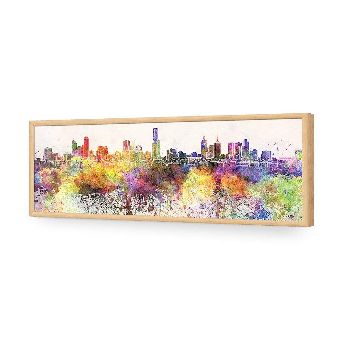 Melbourne Skyline Watercolour (Long) - wallart-australia - Acrylic Glass No Border