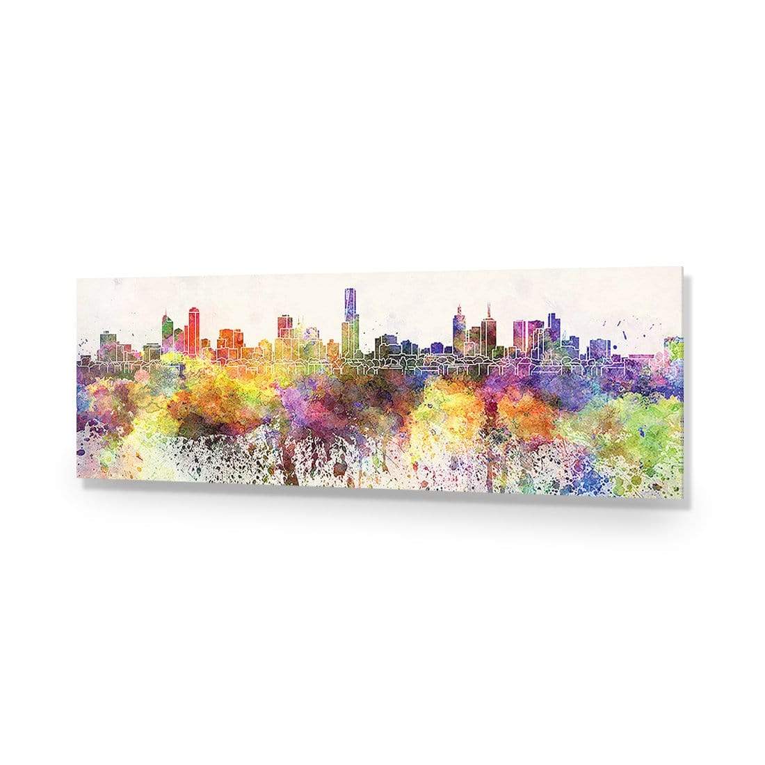 Melbourne Skyline Watercolour (Long) - wallart-australia - Acrylic Glass No Border