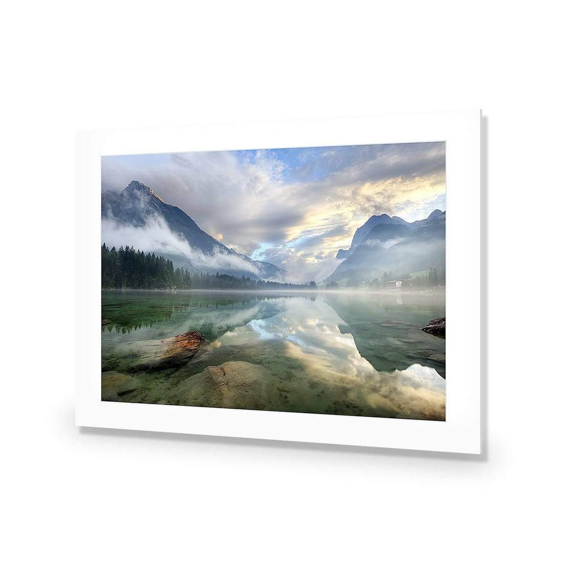 Misty Mountain Lake - wallart-australia - Acrylic Glass With Border