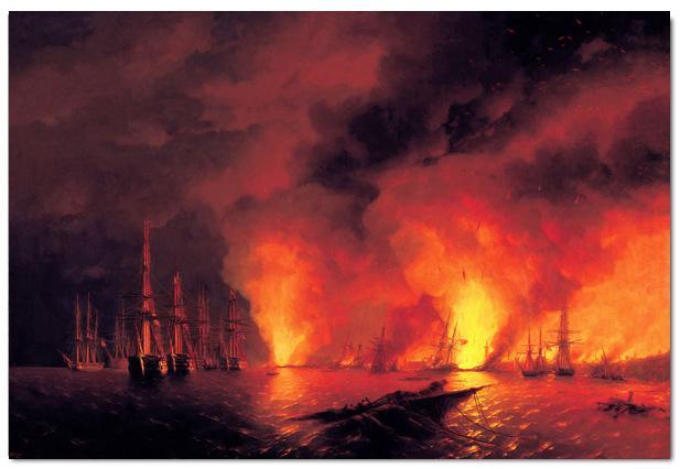 Naval Battle at Night By Ivan Aivazovsky - wallart-australia - Canvas