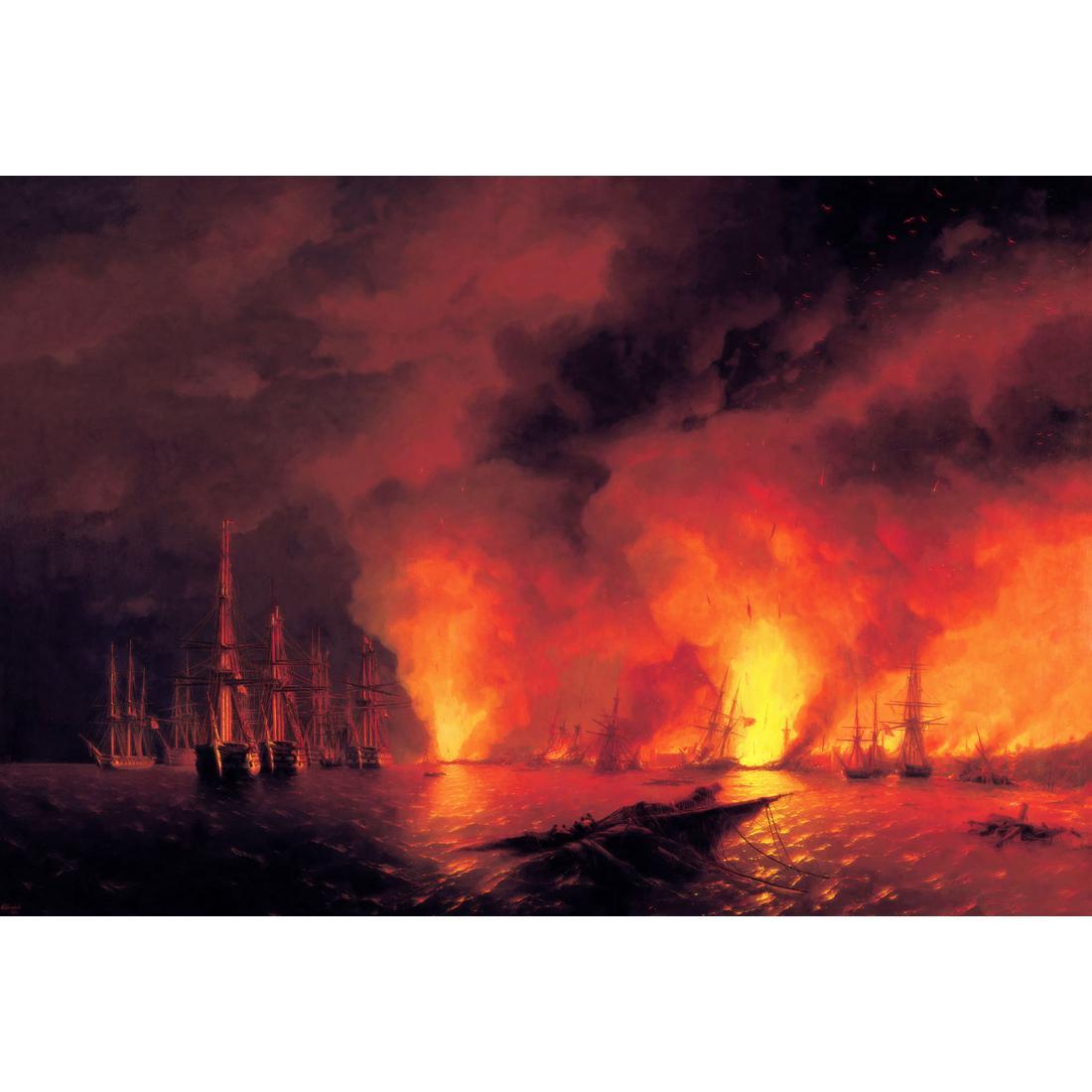 Naval Battle at Night By Ivan Aivazovsky - wallart-australia - Canvas