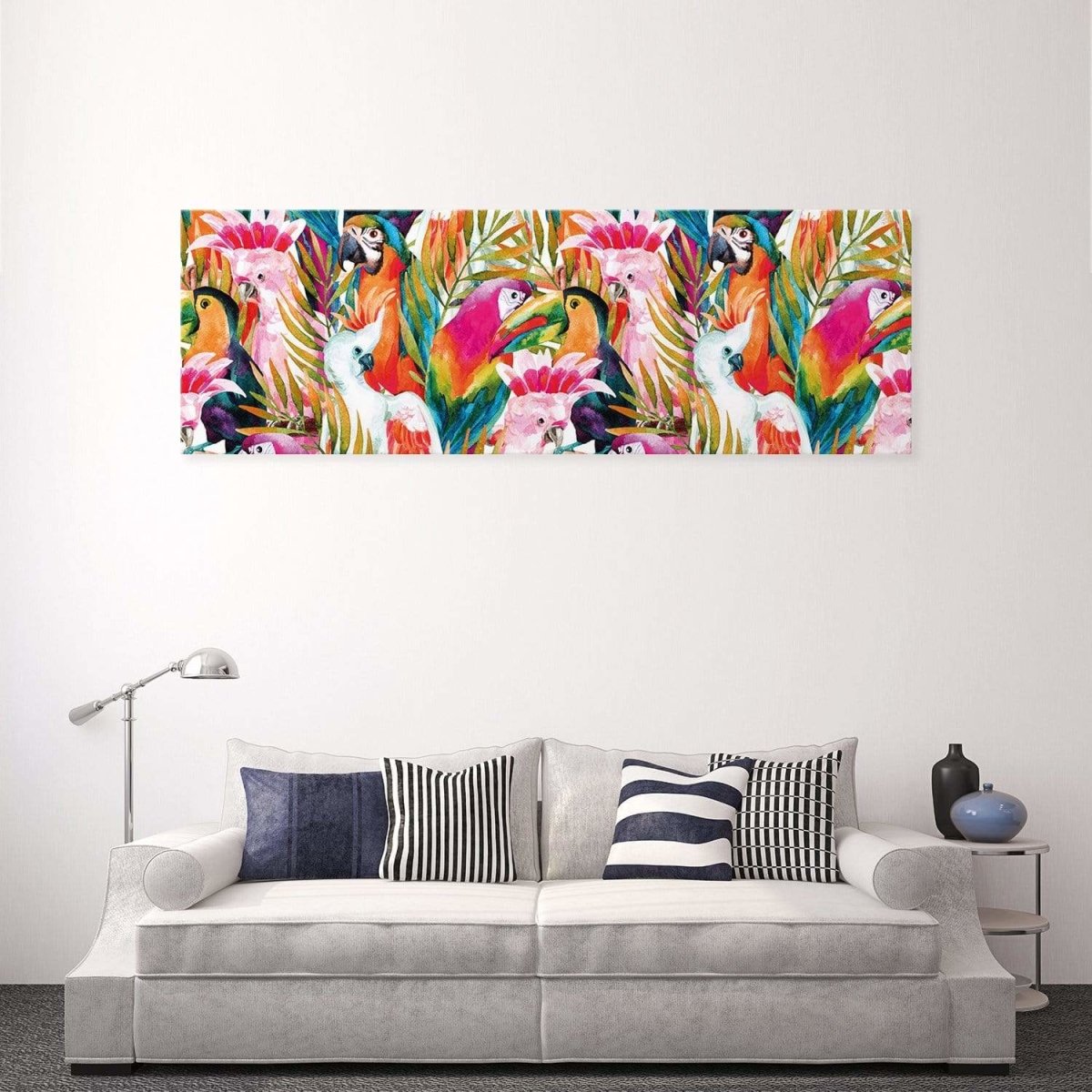 Parrots & Palms (long) - wallart-australia - Canvas