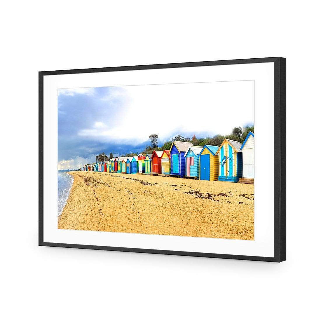 Row of Beach Boxes - wallart-australia - Acrylic Glass With Border