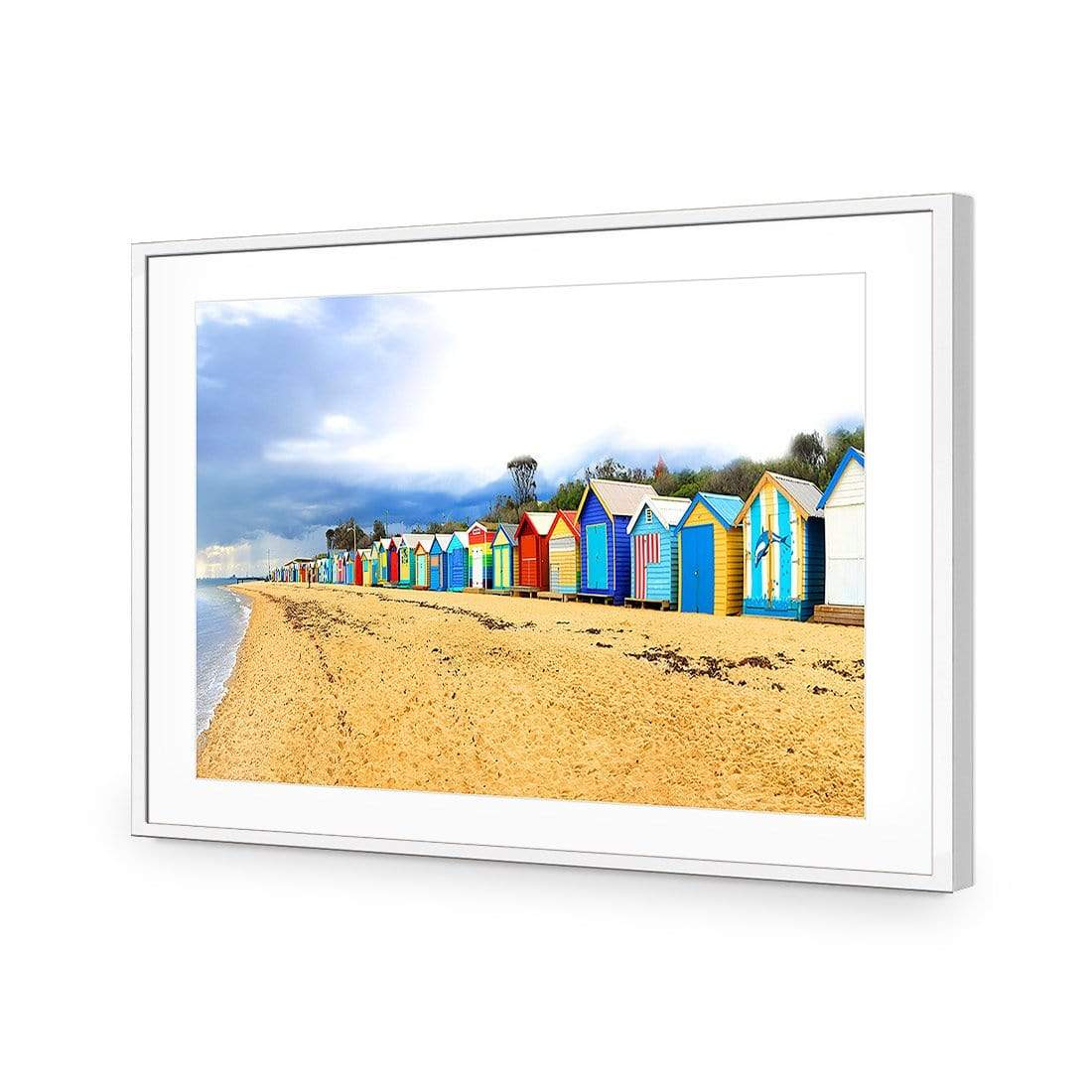 Row of Beach Boxes - wallart-australia - Acrylic Glass With Border