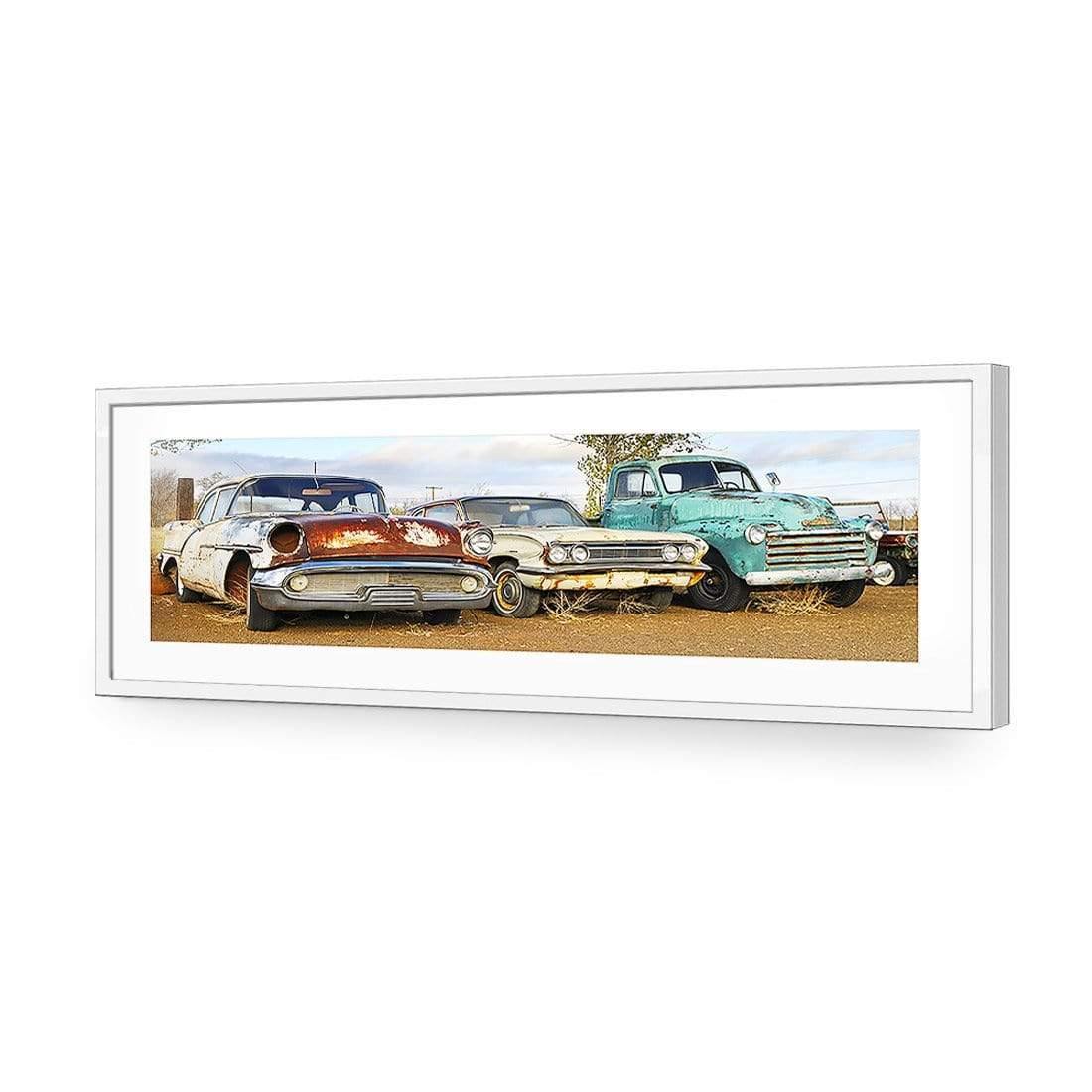Row of Rusty Cars (long) - wallart-australia - Acrylic Glass With Border