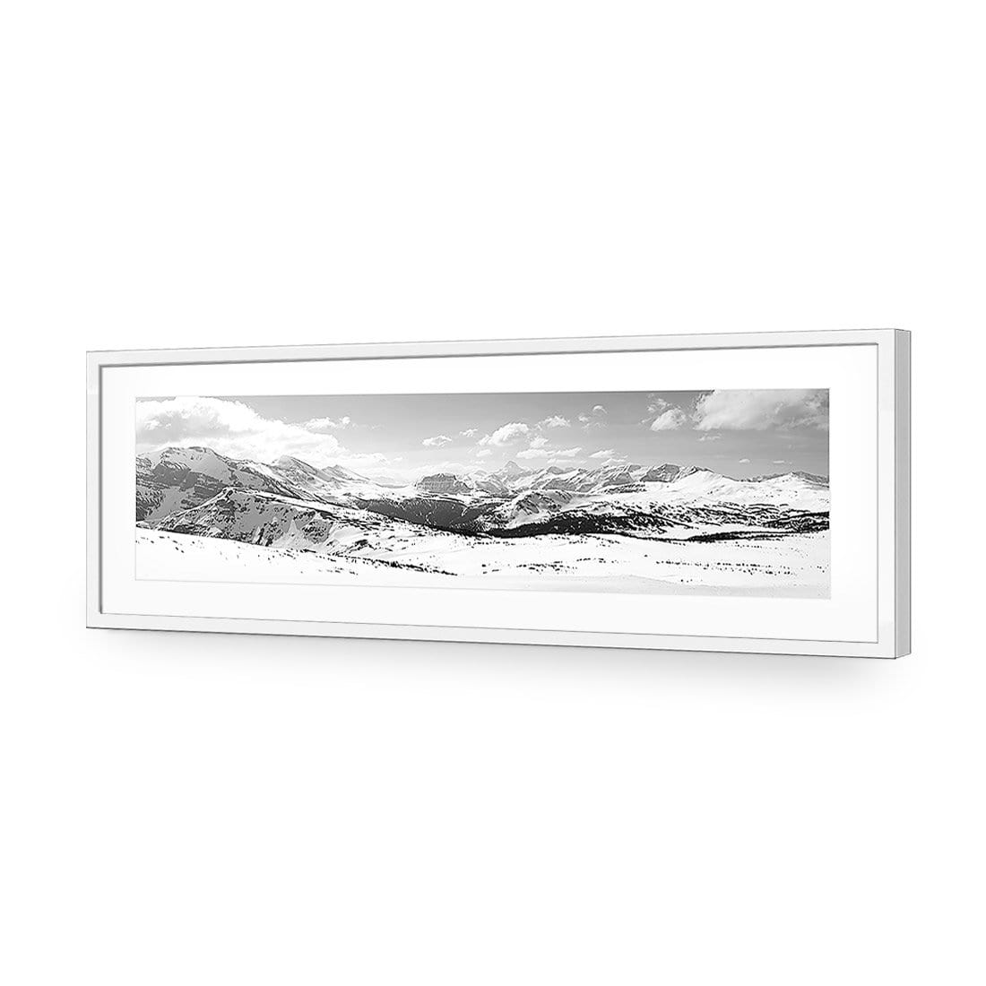 Snowy Mountain Panoramic, Black and White (Long) - wallart-australia - Acrylic Glass With Border