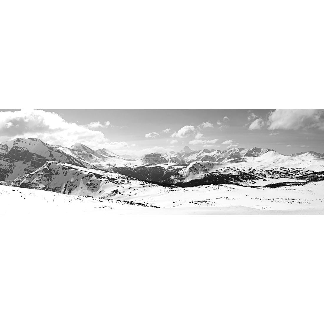 Snowy Mountain Panoramic, Black and White (Long) - wallart-australia - Canvas