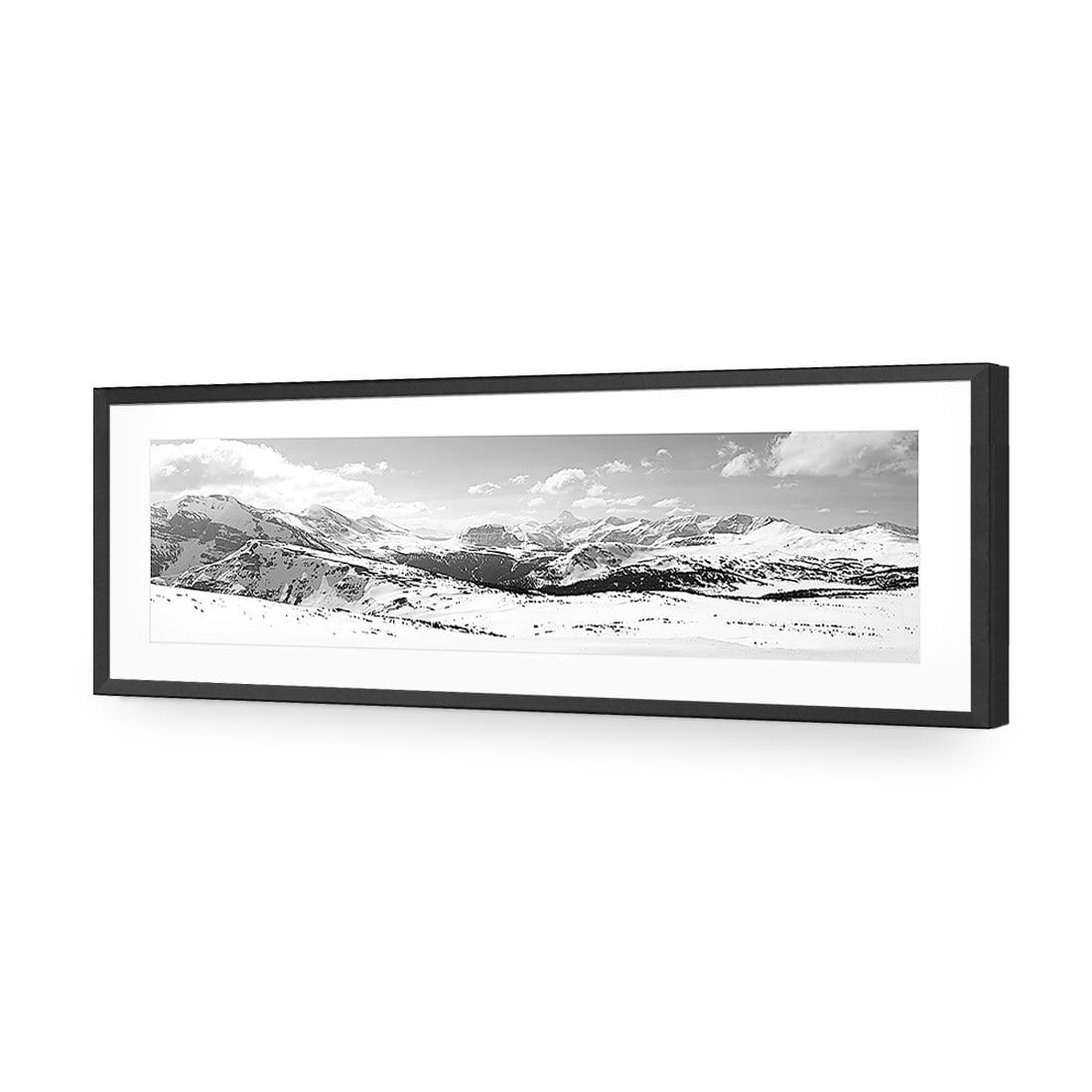 Snowy Mountain Panoramic, Black and White (Long) - wallart-australia - Acrylic Glass With Border