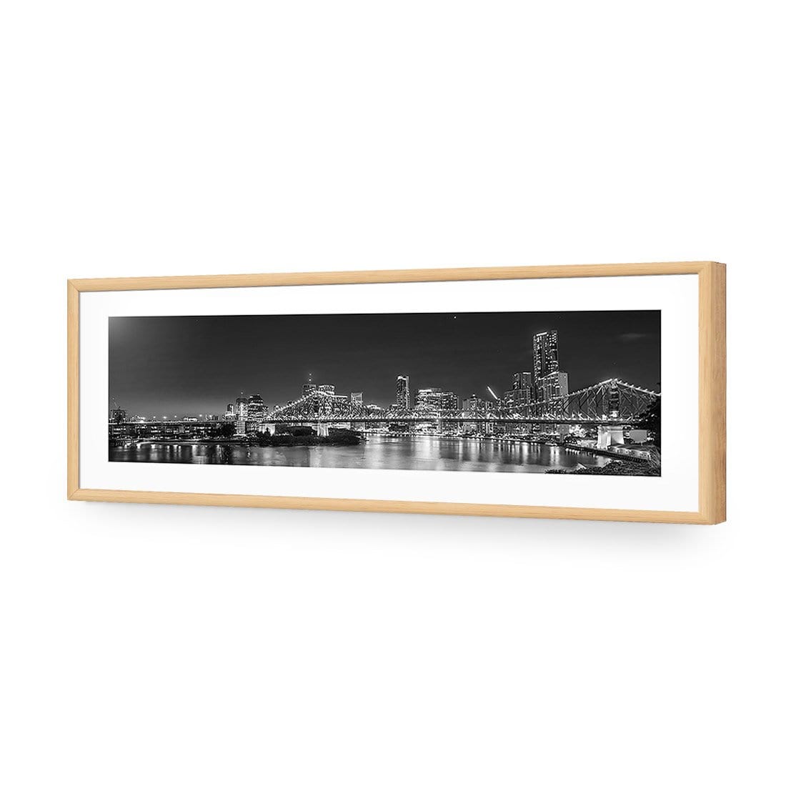 Story Bridge Alight Brisbane, Black and White (Long) - wallart-australia - Acrylic Glass With Border