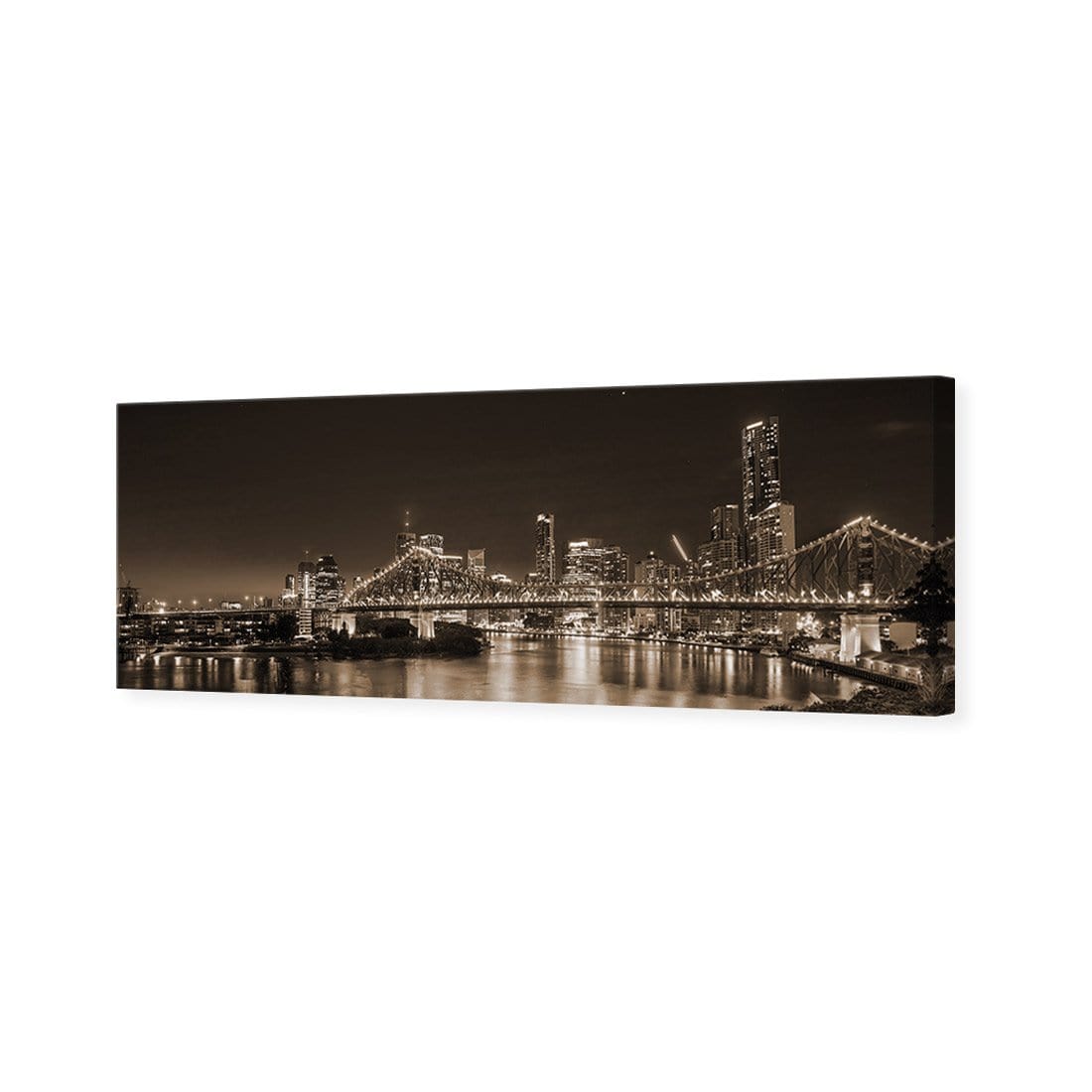 Story Bridge Alight Brisbane, Sepia (Long) - wallart-australia - Canvas