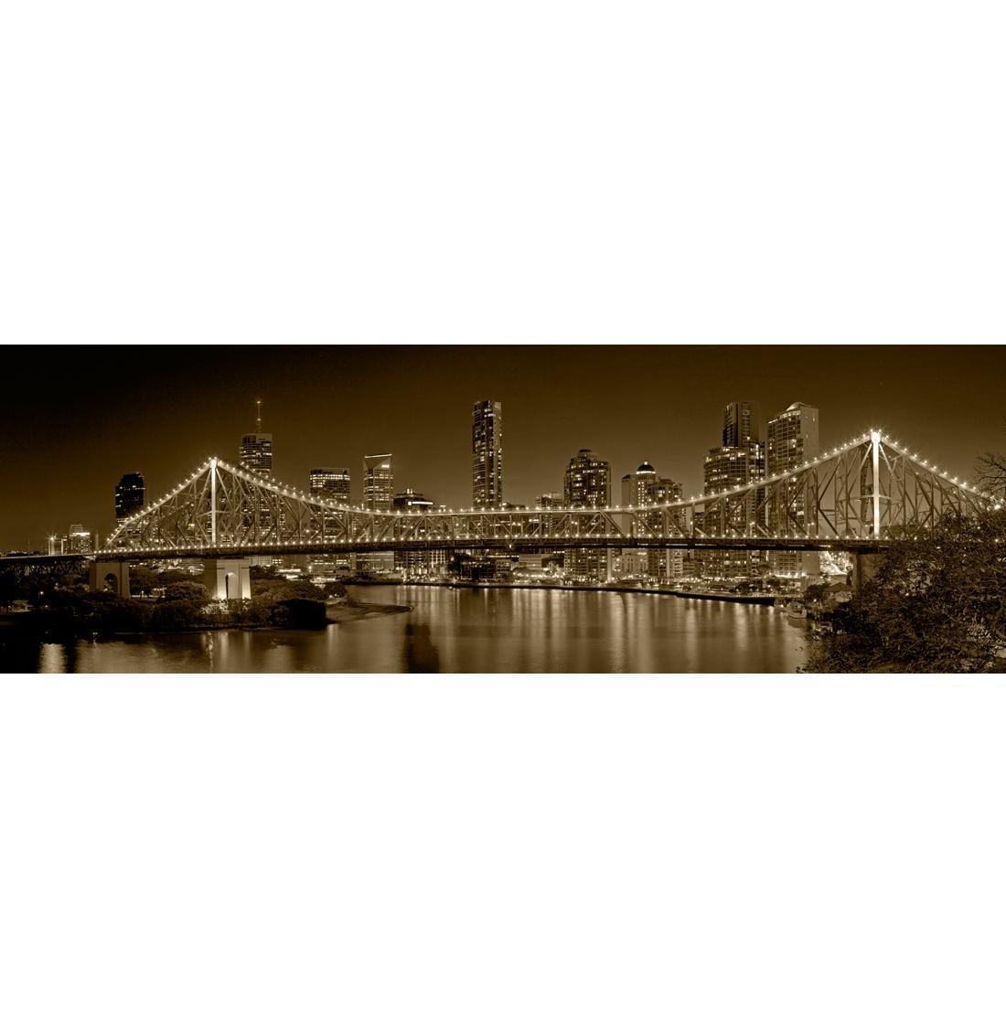 Story Bridge at Night, Sepia - wallart-australia - Canvas