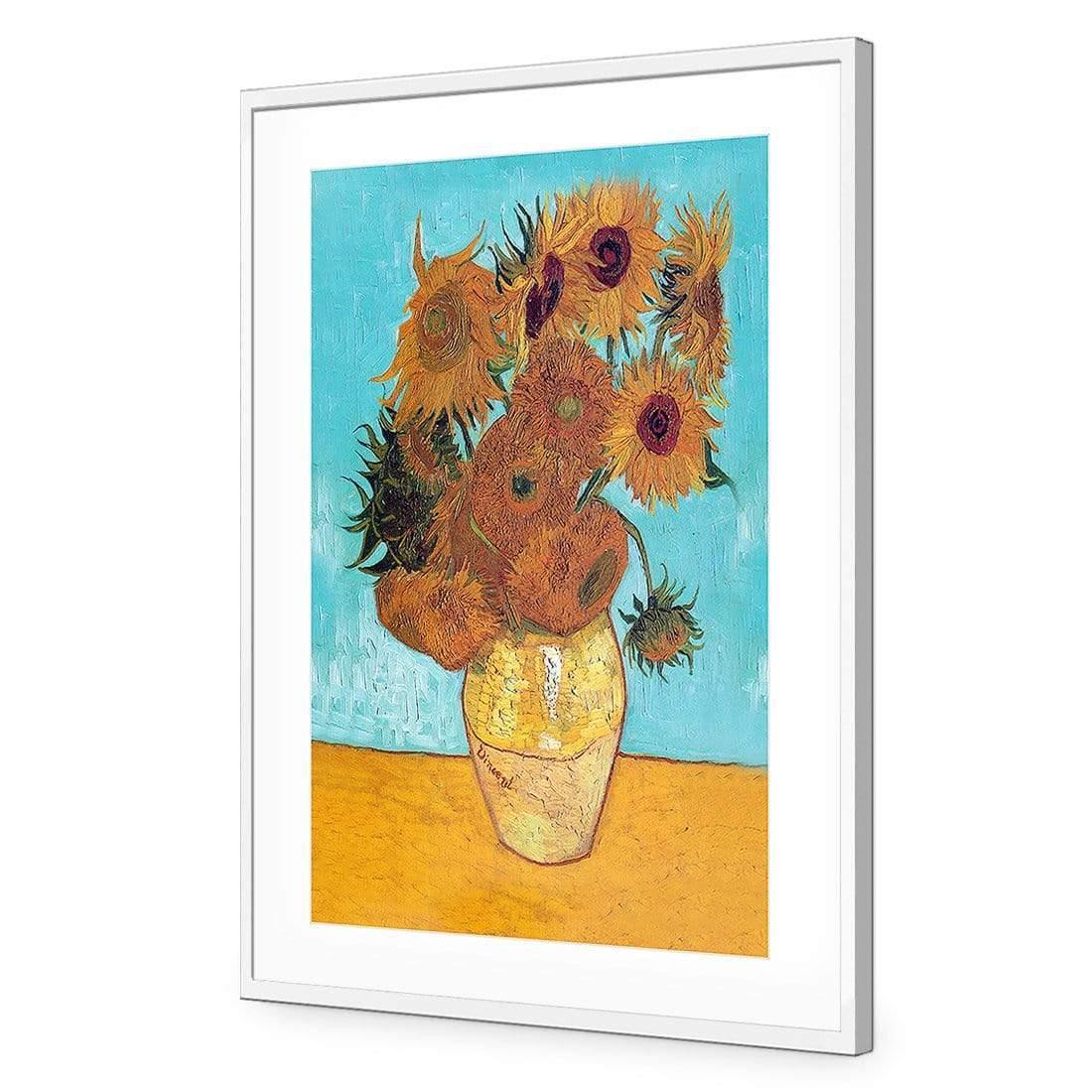 Sunflowers on Blue By Van Gogh - wallart-australia - Acrylic Glass With Border