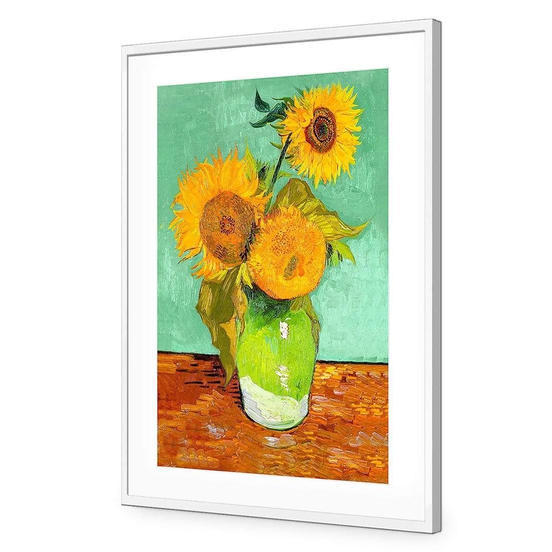 Sunflowers on Green By Van Gogh - wallart-australia - Acrylic Glass With Border
