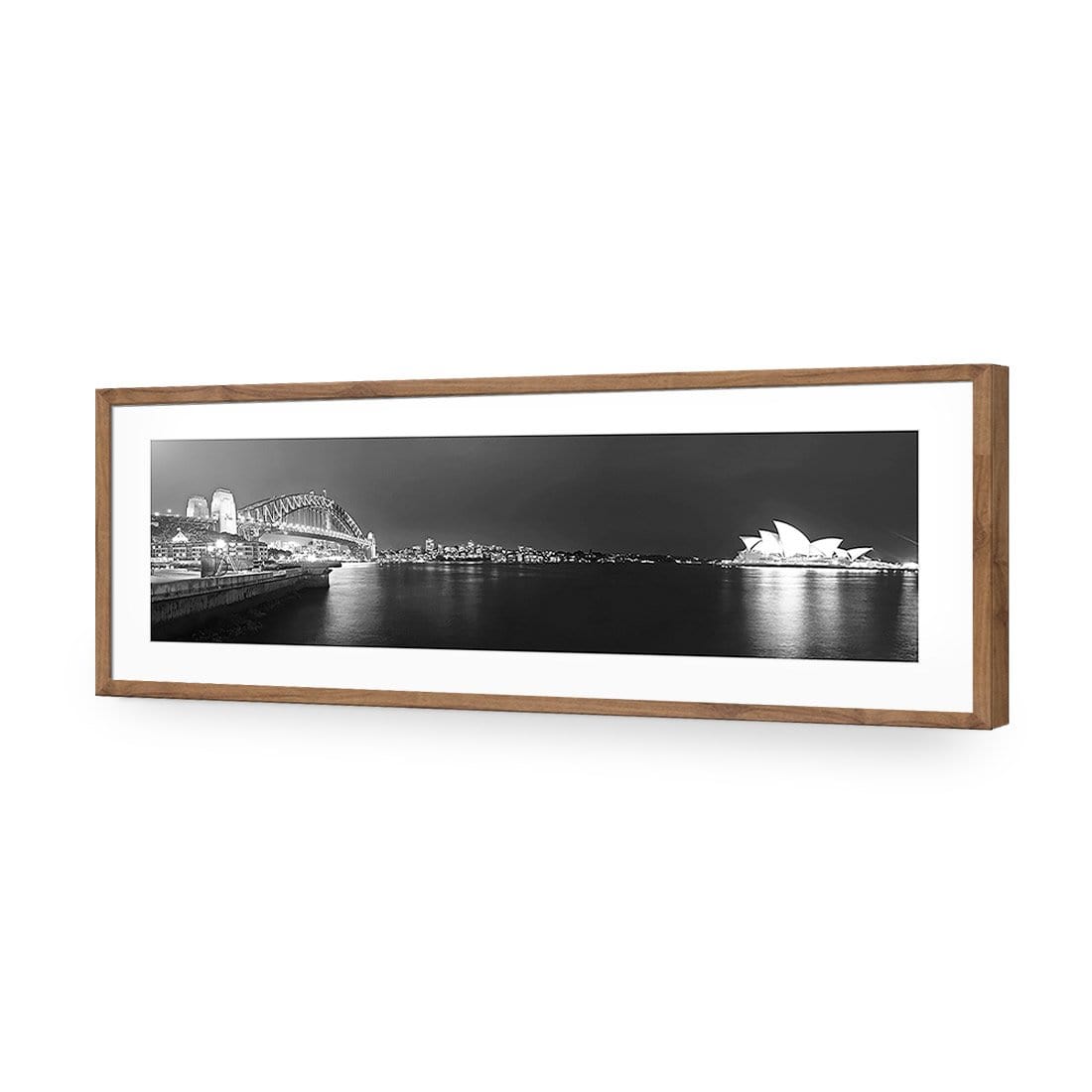 Sydney Harbour, Black and White - Bridge on Left - wallart-australia - Acrylic Glass With Border