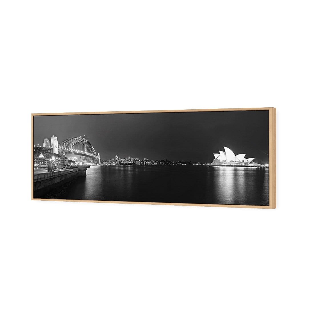 Sydney Harbour, Black and White - Bridge on Left - wallart-australia - Canvas