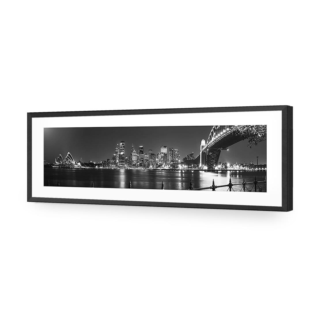 Sydney Harbour, Black and White - Bridge on Right - wallart-australia - Acrylic Glass With Border