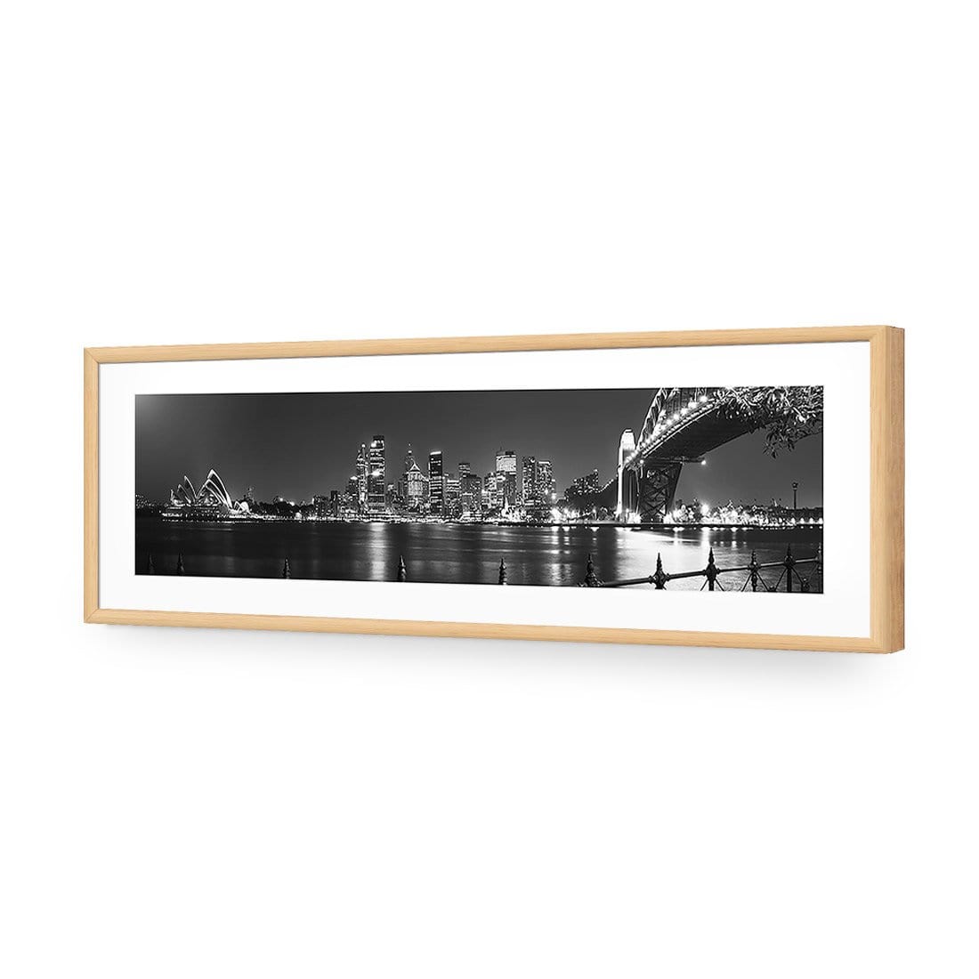 Sydney Harbour, Black and White - Bridge on Right - wallart-australia - Acrylic Glass With Border