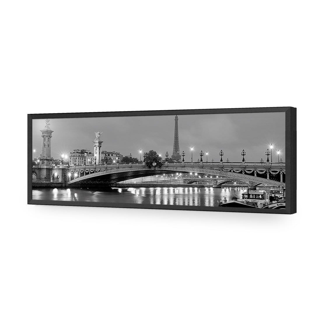 The Seine at Night Black and White (Long) - wallart-australia - Acrylic Glass No Border