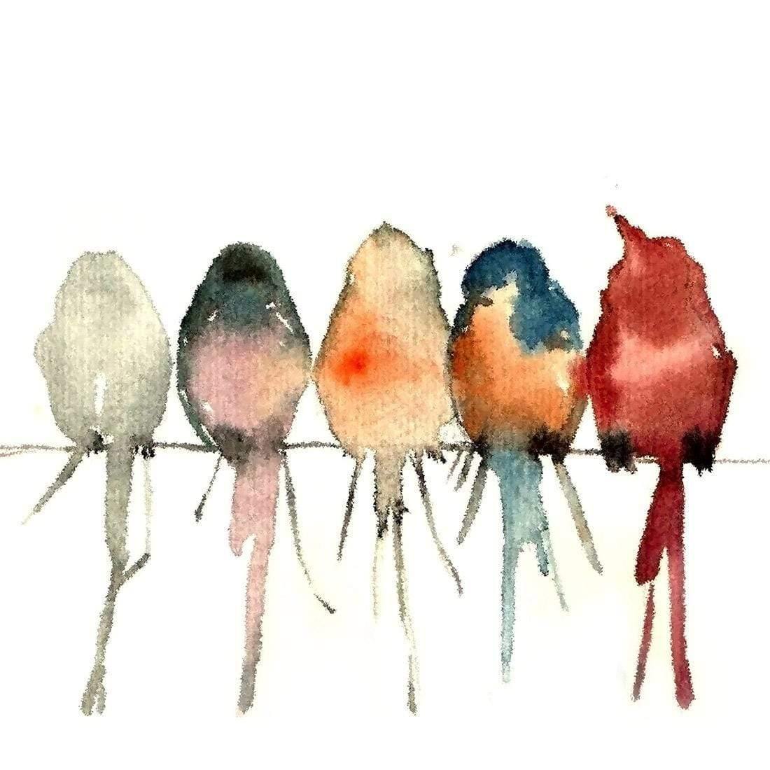 Watercolour Birds on Branch Perfect Pairs - wallart-australia - Canvas