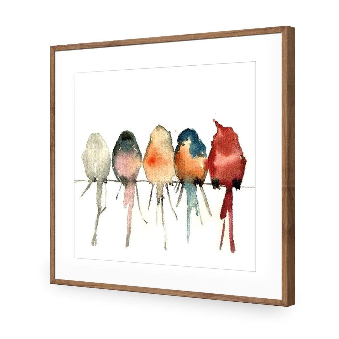 Watercolour Birds on Branch (square) - wallart-australia - Acrylic Glass With Border